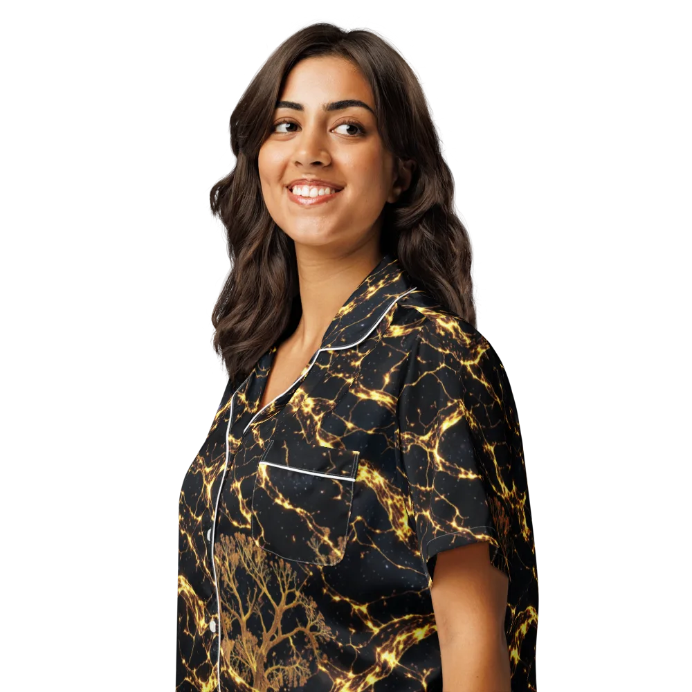 Emberwood Cosmos on Women's Short Sleeve Pajama Top — Left Front