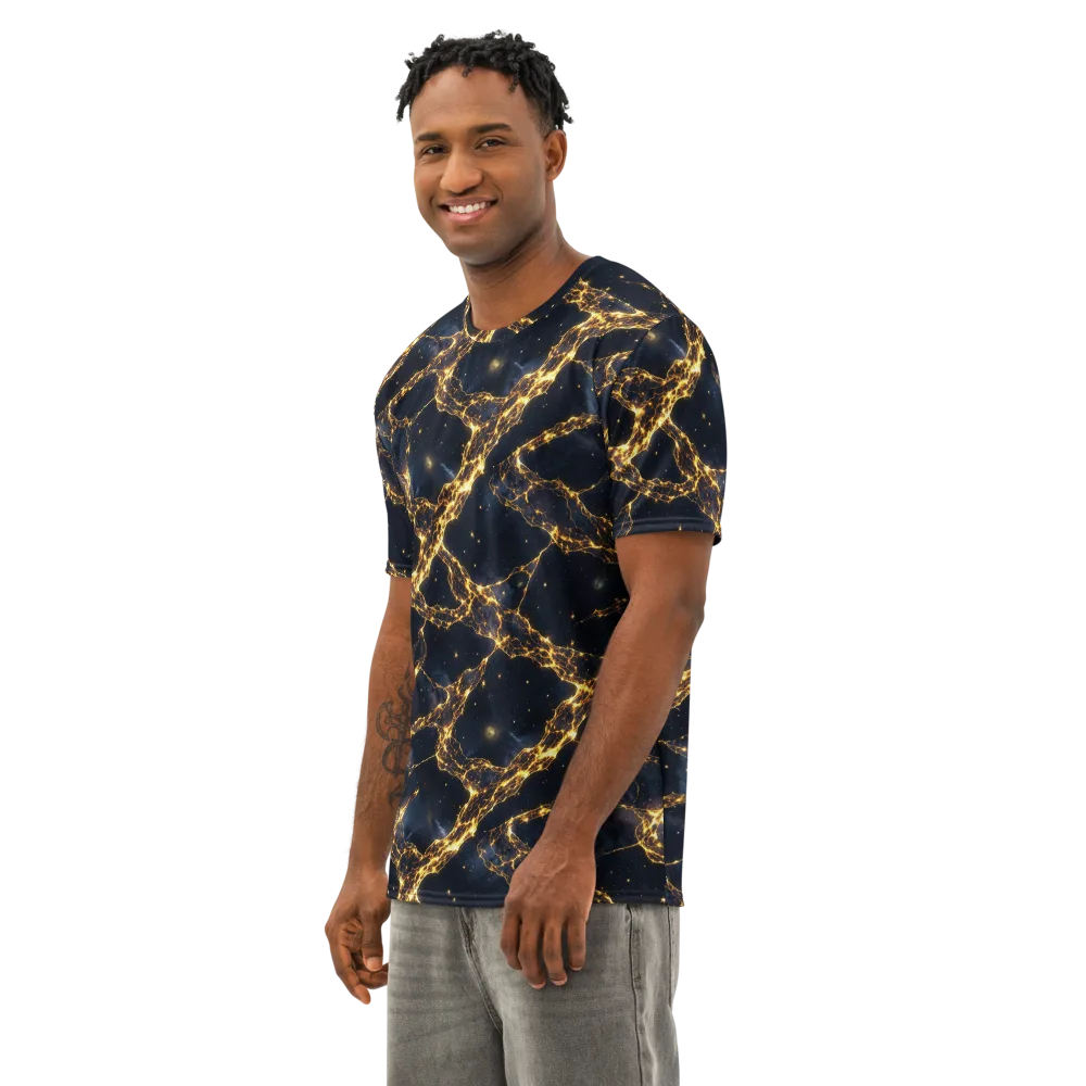 Solar Vein on Men's Cotton Crew Neck T-Shirt — Left Front