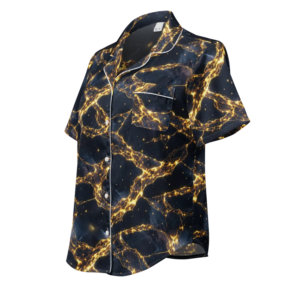 Solar Vein on Women's Short Sleeve Pajama Top — Left Front