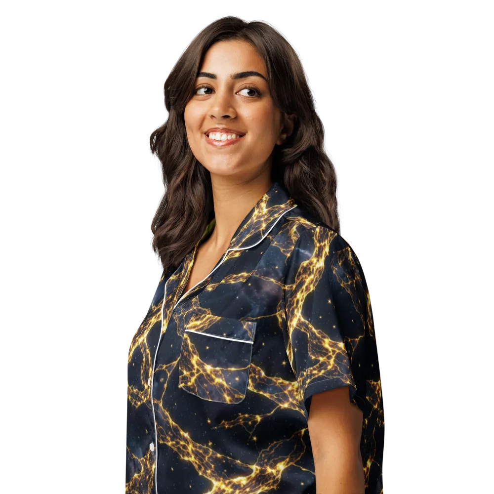 Solar Vein on Women's Short Sleeve Pajama Top — Left Front