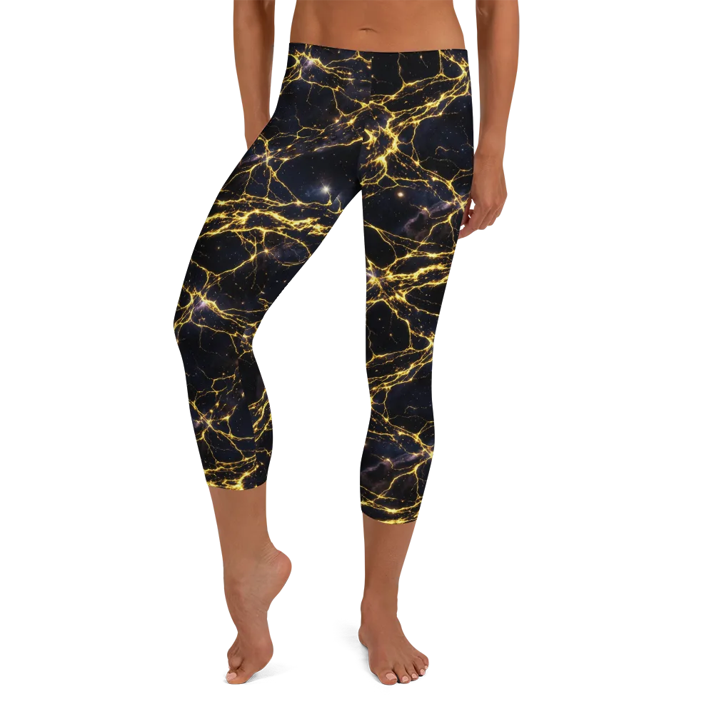 Solar Veins on Capri Leggings — Front