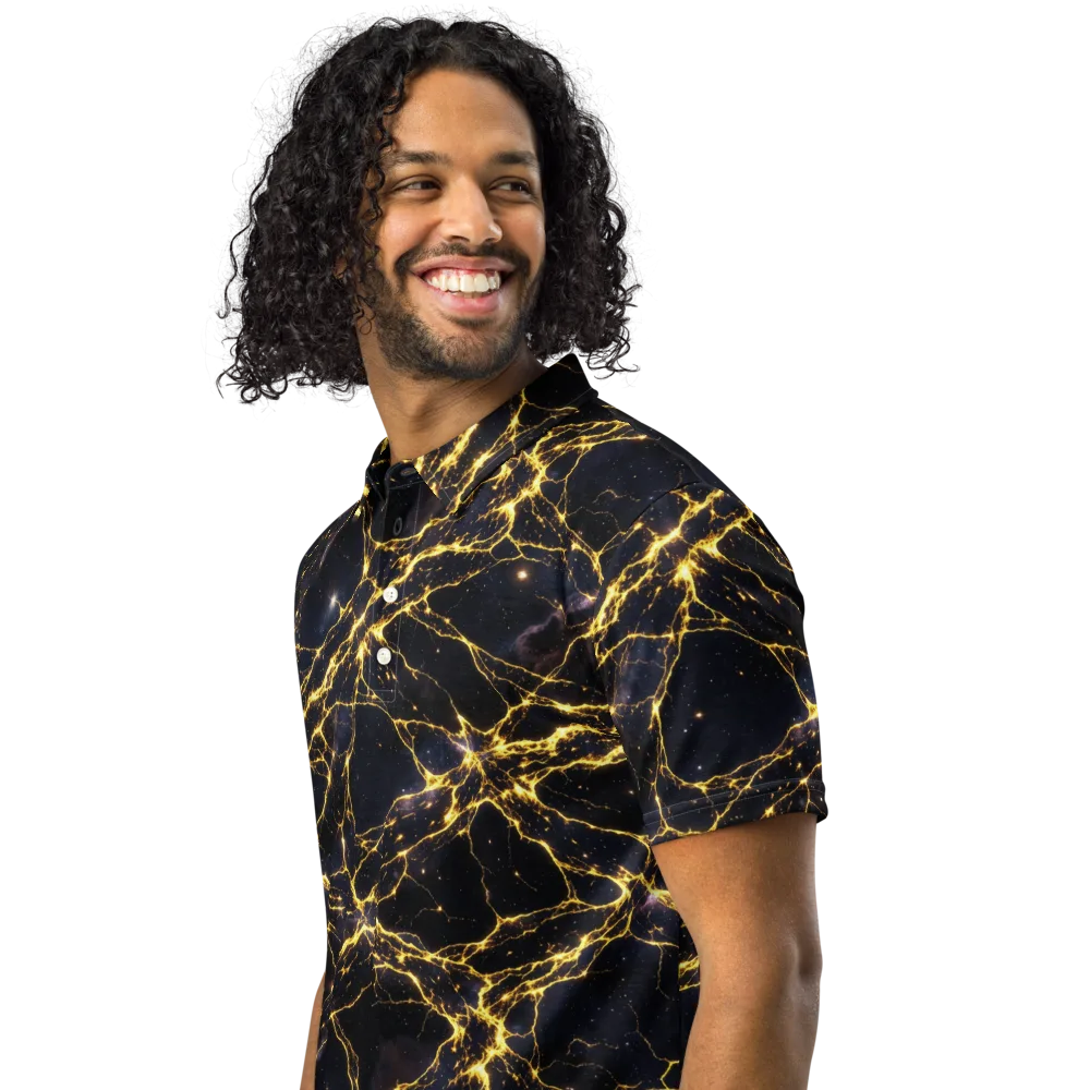 Solar Veins on Men's Slim Fit Polo Shirt — Left Front
