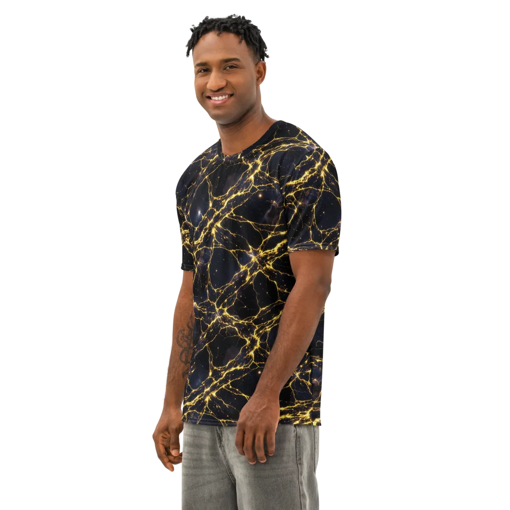 Solar Veins on Men's Cotton Crew Neck T-Shirt — Left Front