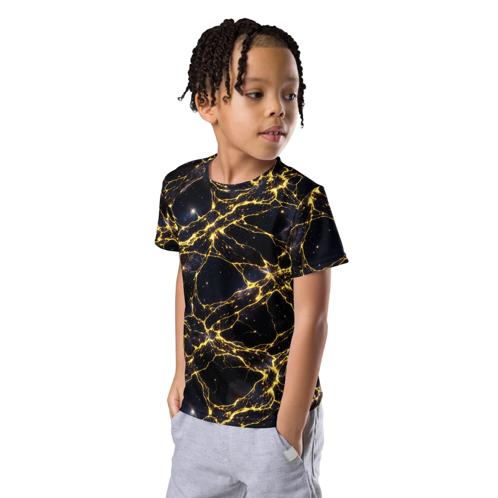 Solar Veins on Kids Crew Neck T-Shirt — Left Front