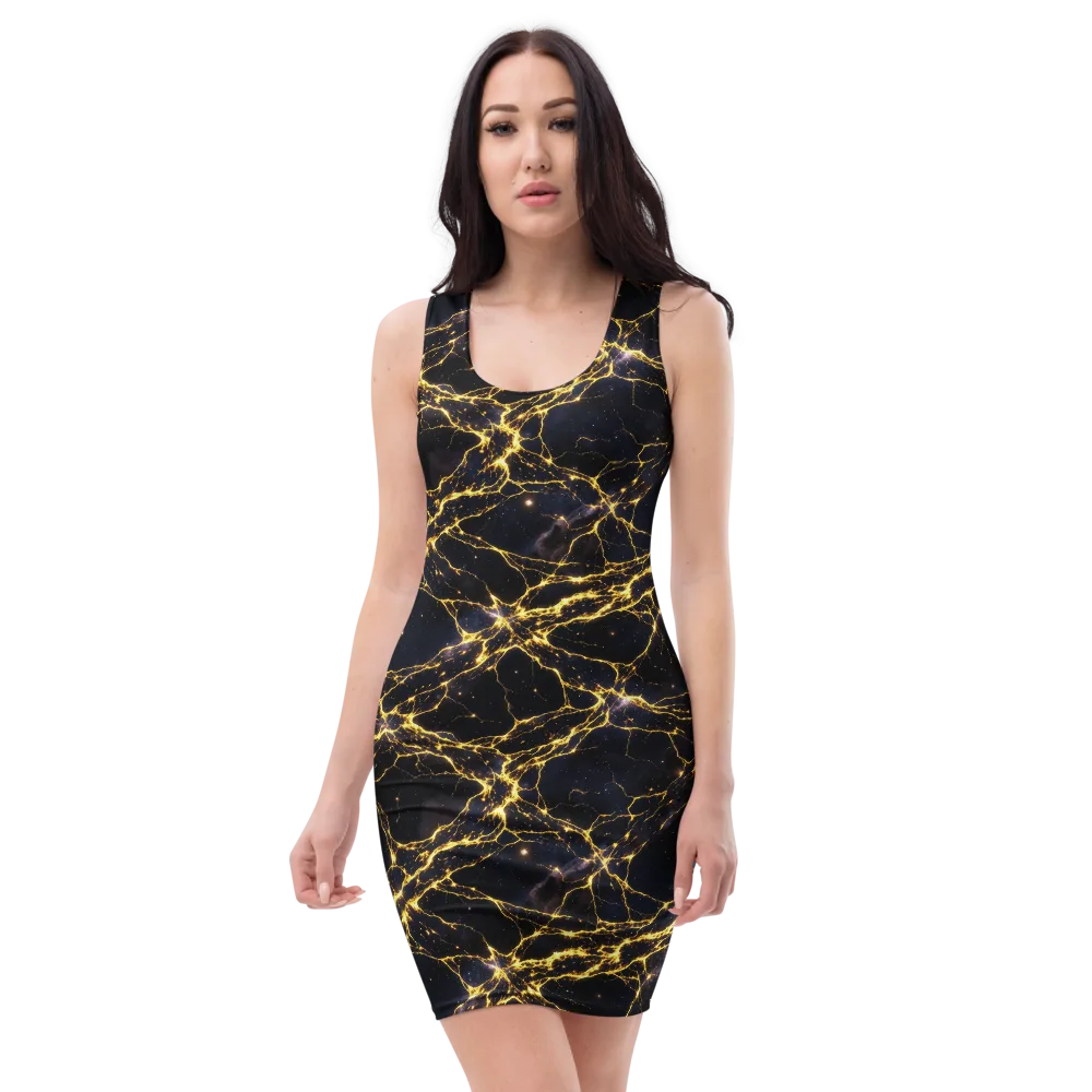 Solar Veins on Bodycon Dress — Front