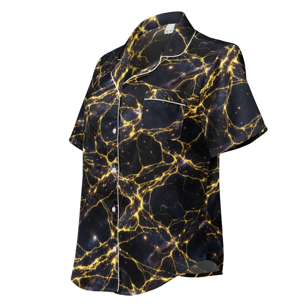 Solar Veins on Women's Short Sleeve Pajama Top — Left Front