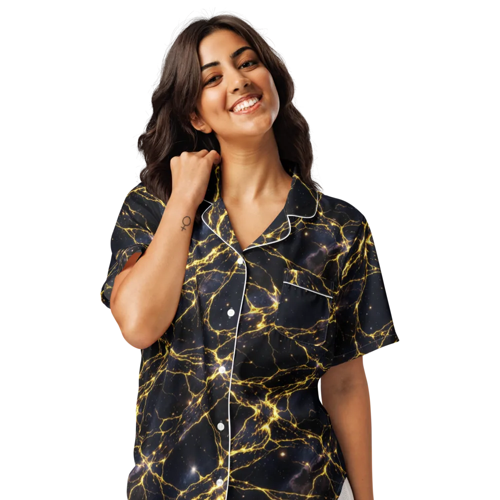 Solar Veins on Women's Short Sleeve Pajama Top — Front