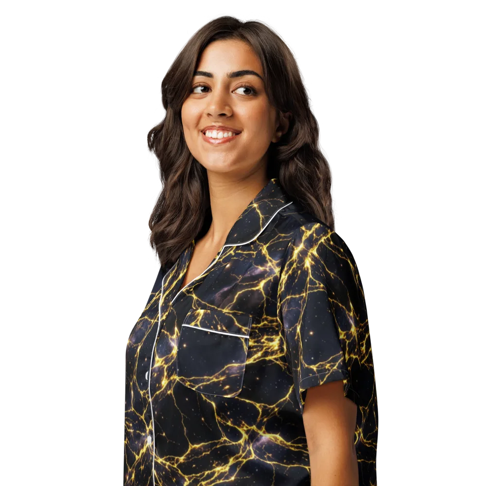 Solar Veins on Women's Short Sleeve Pajama Top — Left Front
