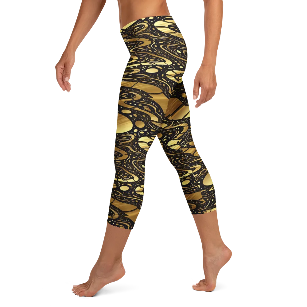 Gilded Vortex on Capri Leggings — Left