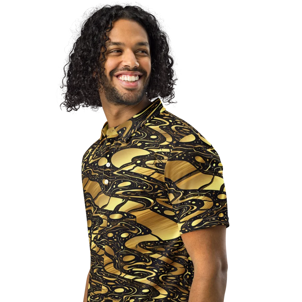 Gilded Vortex on Men's Slim Fit Polo Shirt — Left Front