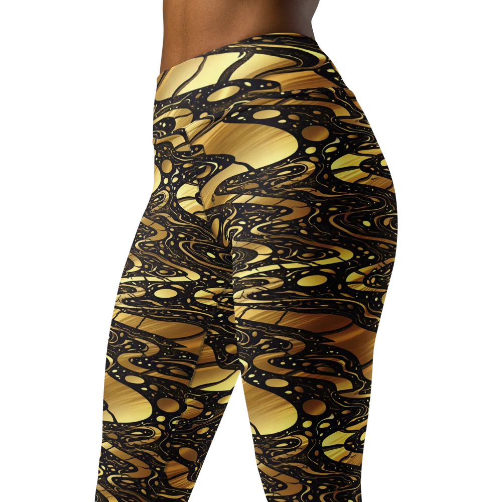 Gilded Vortex on Yoga Leggings — Left Front