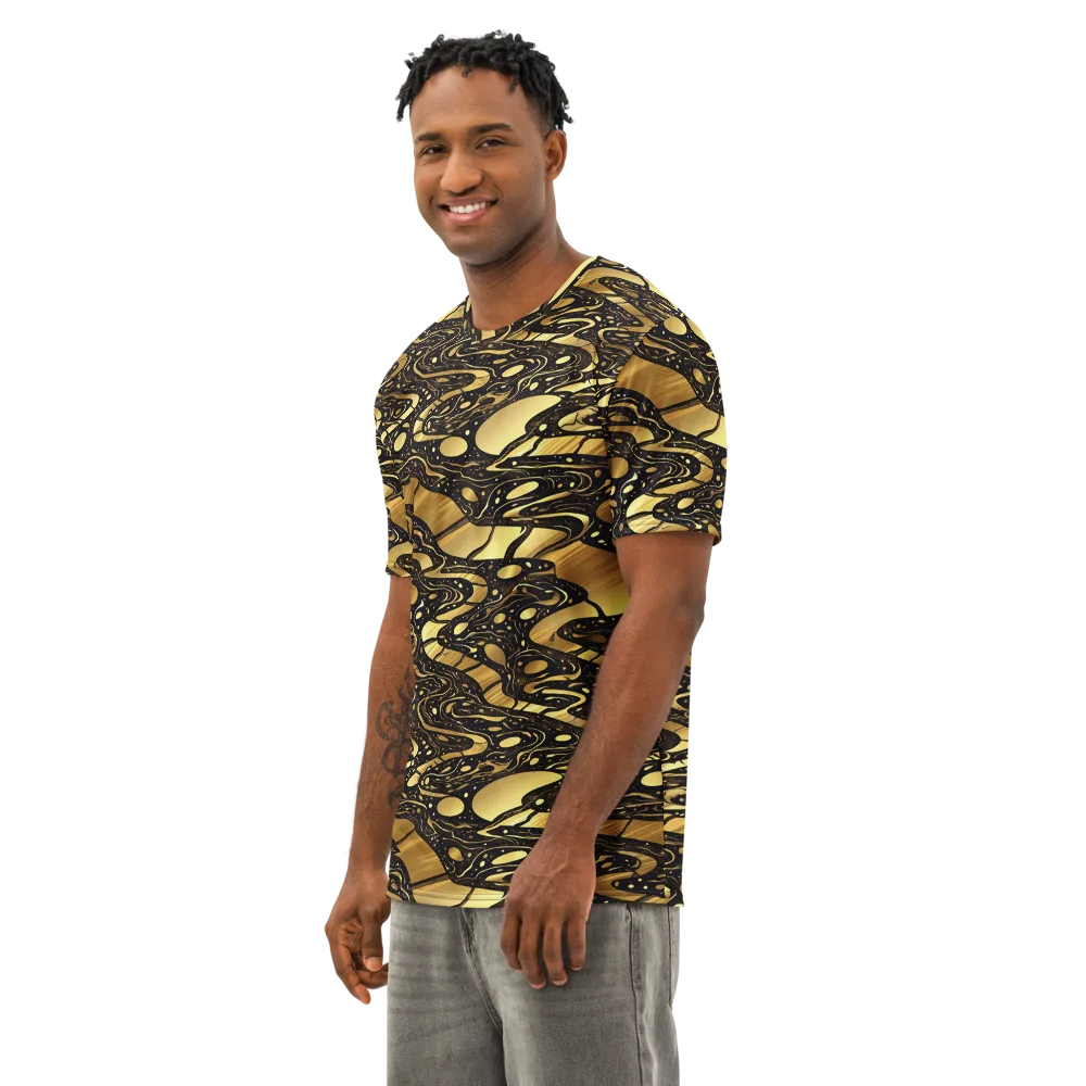 Gilded Vortex on Men's Cotton Crew Neck T-Shirt — Left Front
