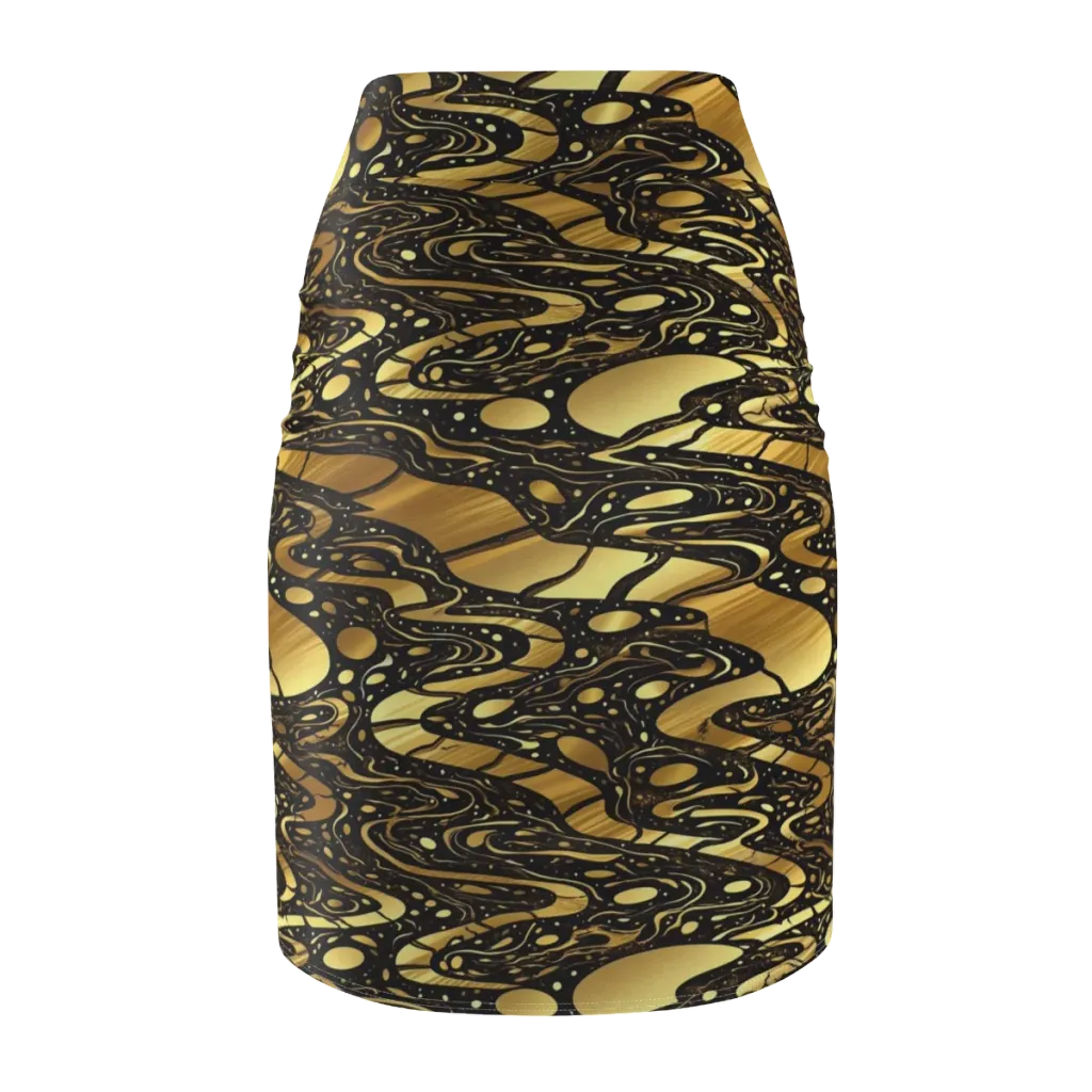 Gilded Vortex on Pencil Skirt — Back