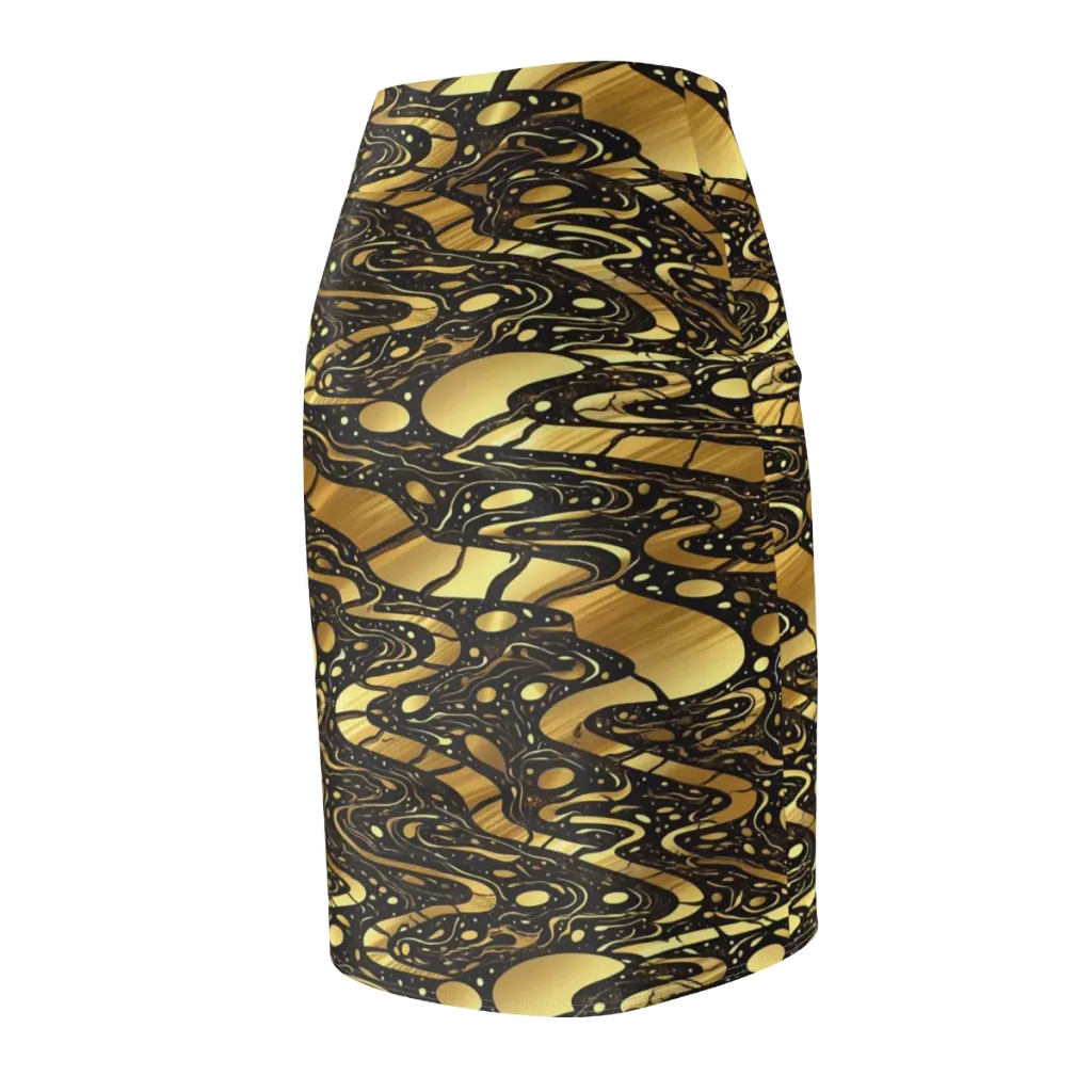 Gilded Vortex on Pencil Skirt — Back Side