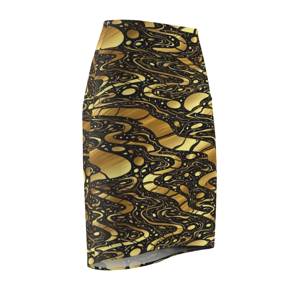 Gilded Vortex on Pencil Skirt — Front Side