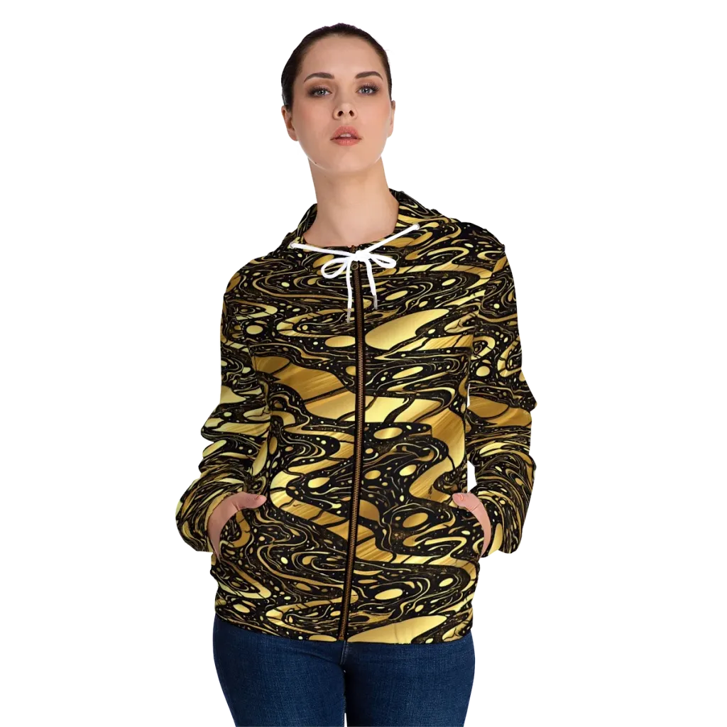 Gilded Vortex on Women's Full-Zip Hoodie — Front On Person