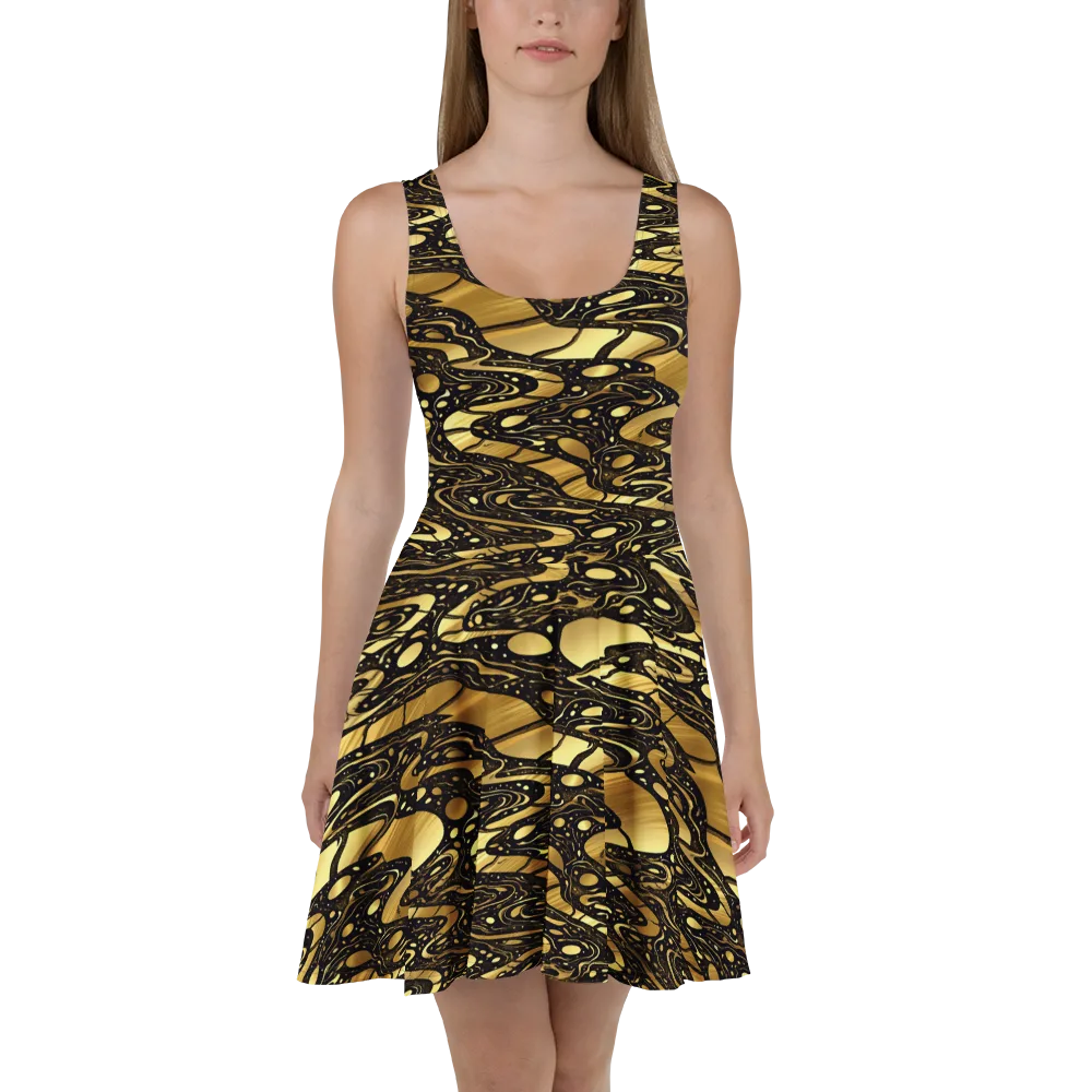 Gilded Vortex on Skater Dress — Front