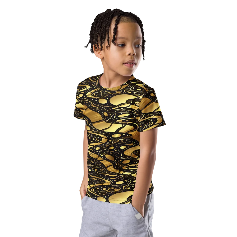 Gilded Vortex on Kids Crew Neck T-Shirt — Left Front