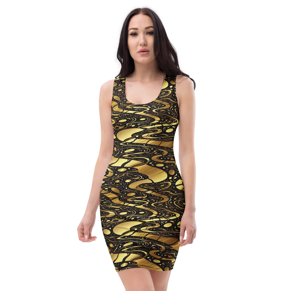 Gilded Vortex on Bodycon Dress — Front