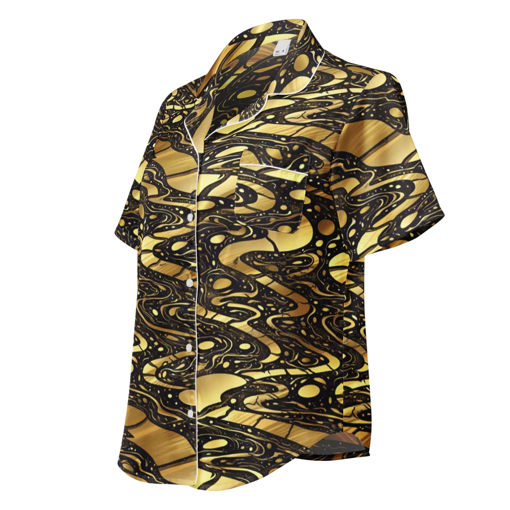 Gilded Vortex on Women's Short Sleeve Pajama Top — Left Front