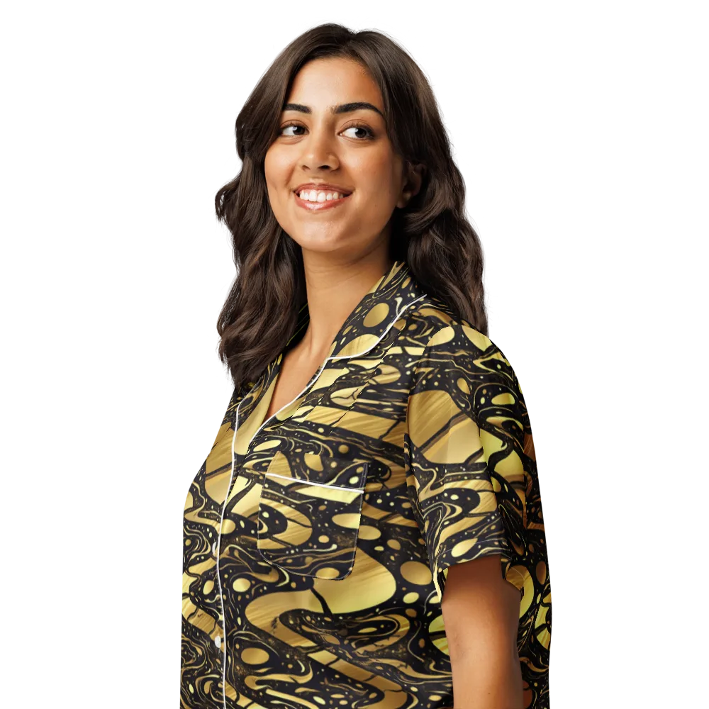 Gilded Vortex on Women's Short Sleeve Pajama Top — Left Front