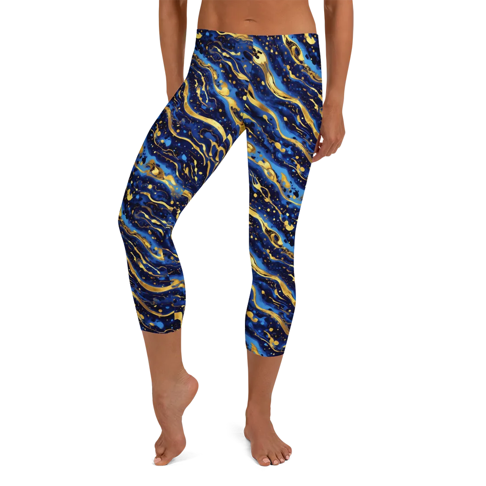 Gilded Tide on Capri Leggings — Front