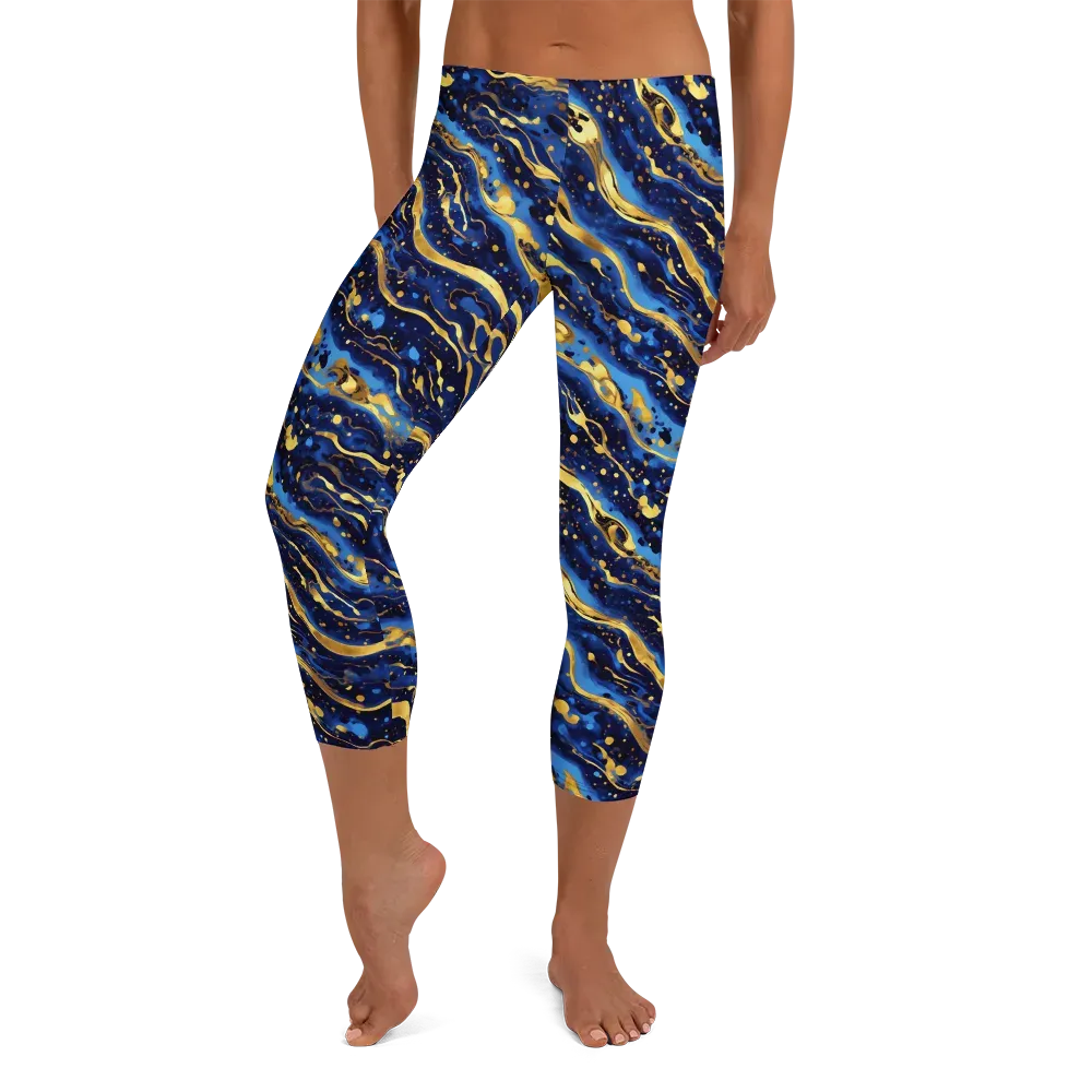 Gilded Tide on Capri Leggings — Front