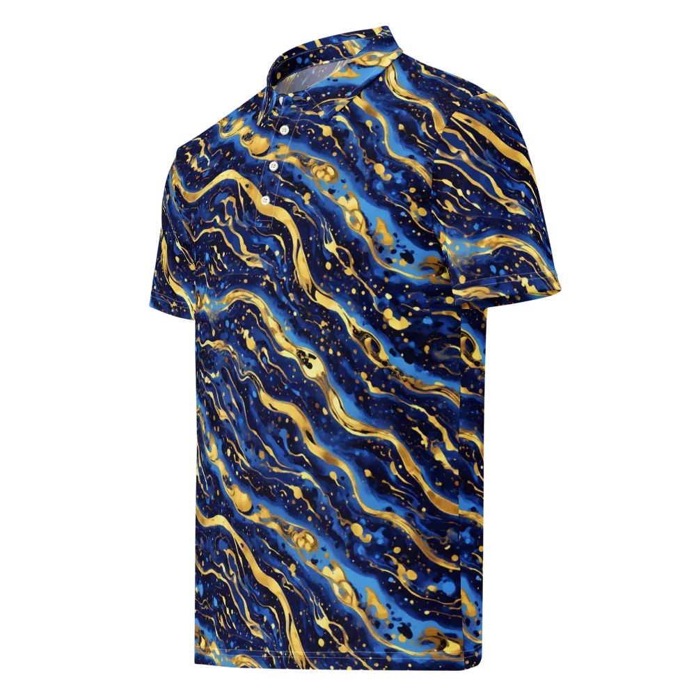 Gilded Tide on Men's Slim Fit Polo Shirt — Left Front