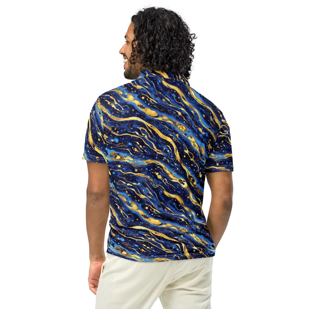 Gilded Tide on Men's Slim Fit Polo Shirt — Back