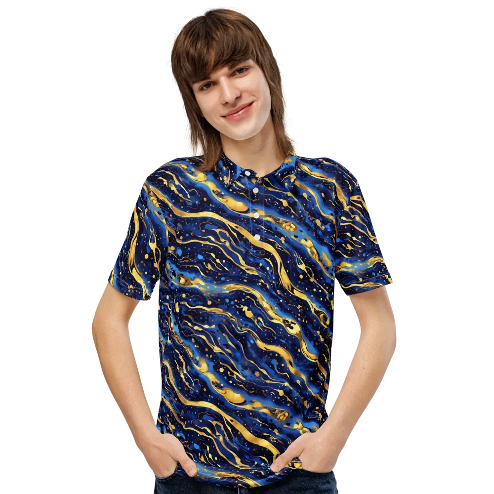 Gilded Tide on Men's Slim Fit Polo Shirt — Front