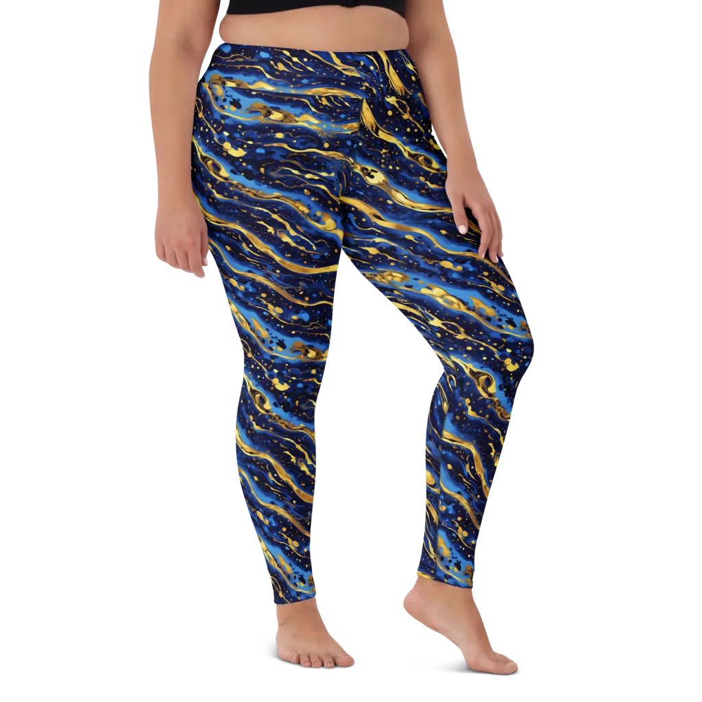 Gilded Tide on Yoga Leggings — Front