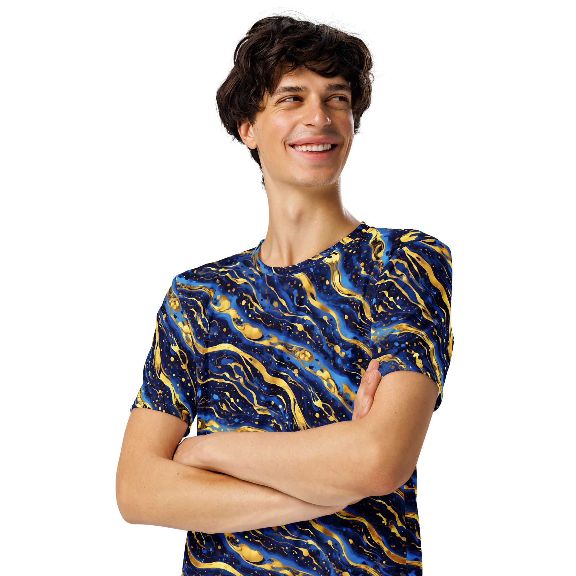 Gilded Tide on Men's Crew Neck T-Shirt — Left Front