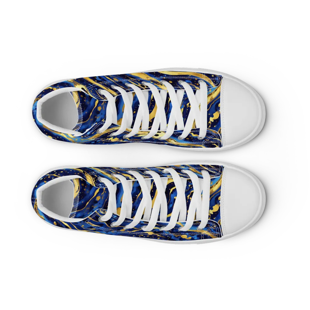 Gilded Tide on Men's High Top Canvas Shoes — Front