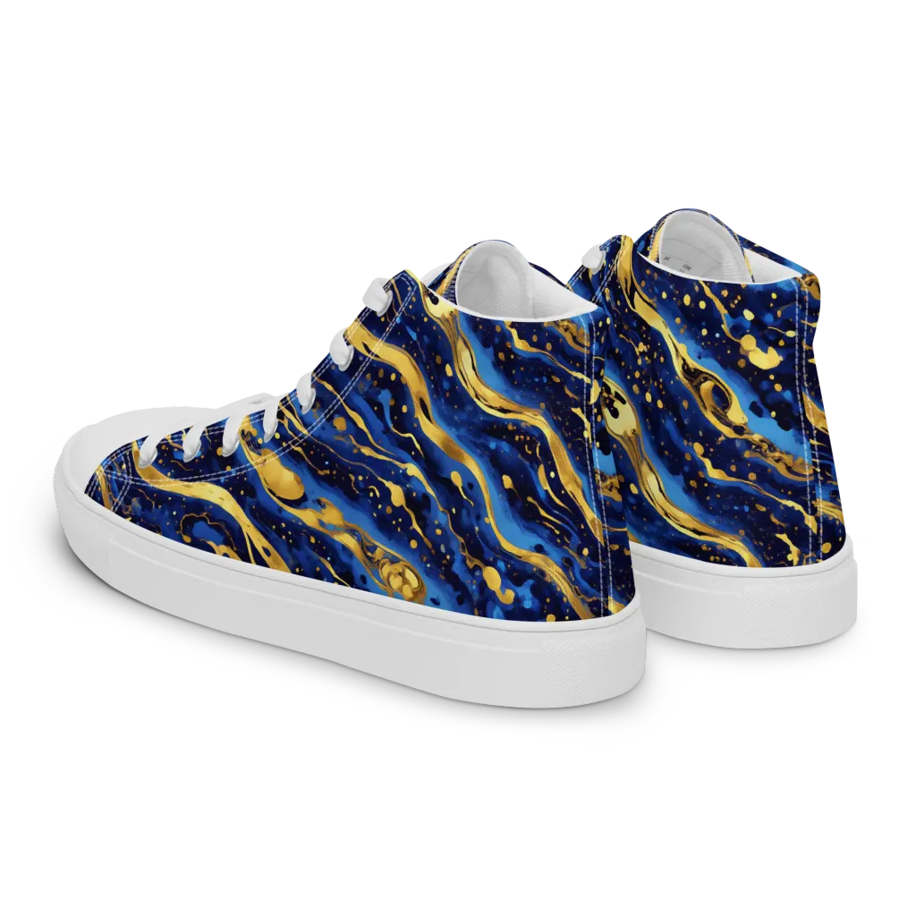 Gilded Tide on Men's High Top Canvas Shoes — Left Back