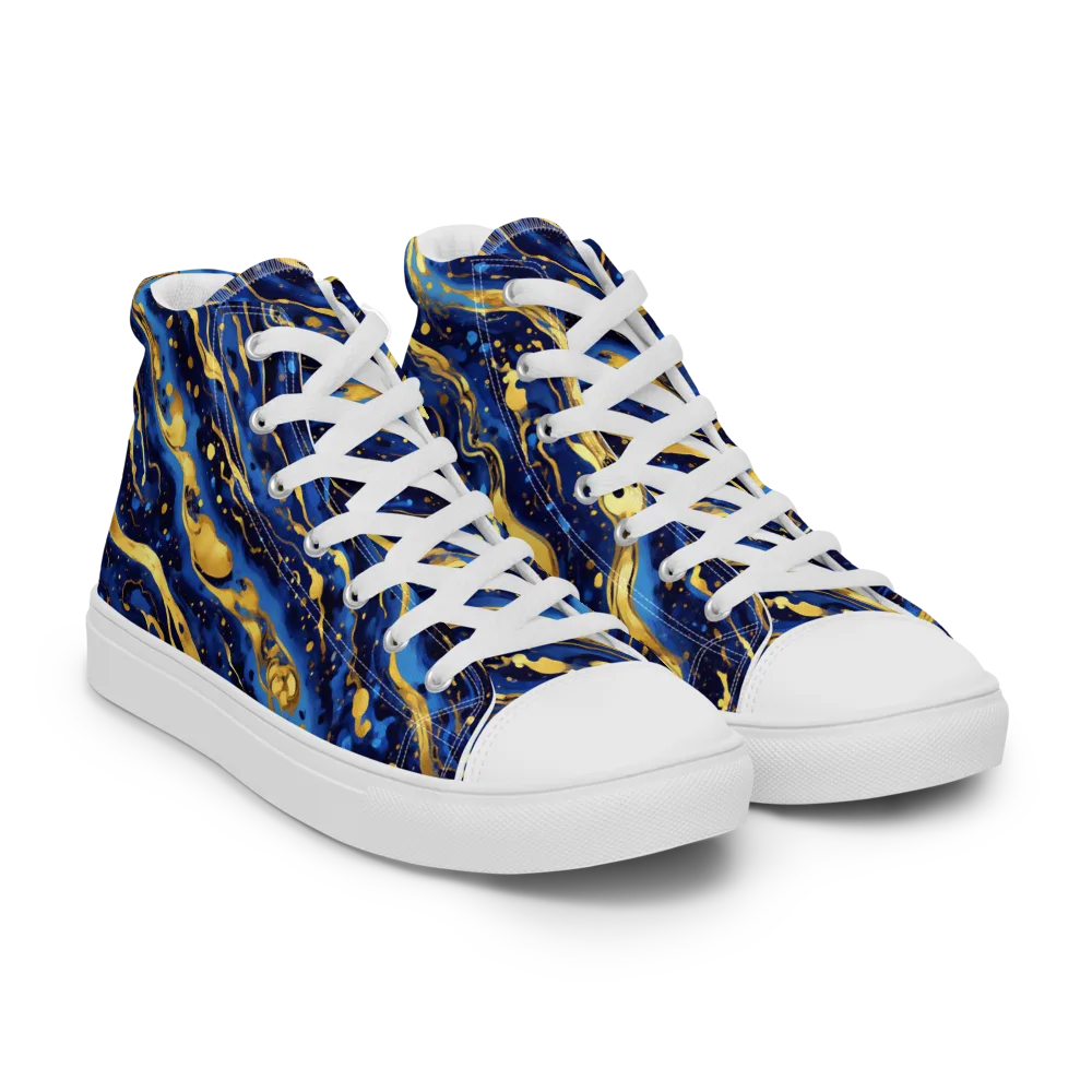 Gilded Tide on Men's High Top Canvas Shoes — Right Front