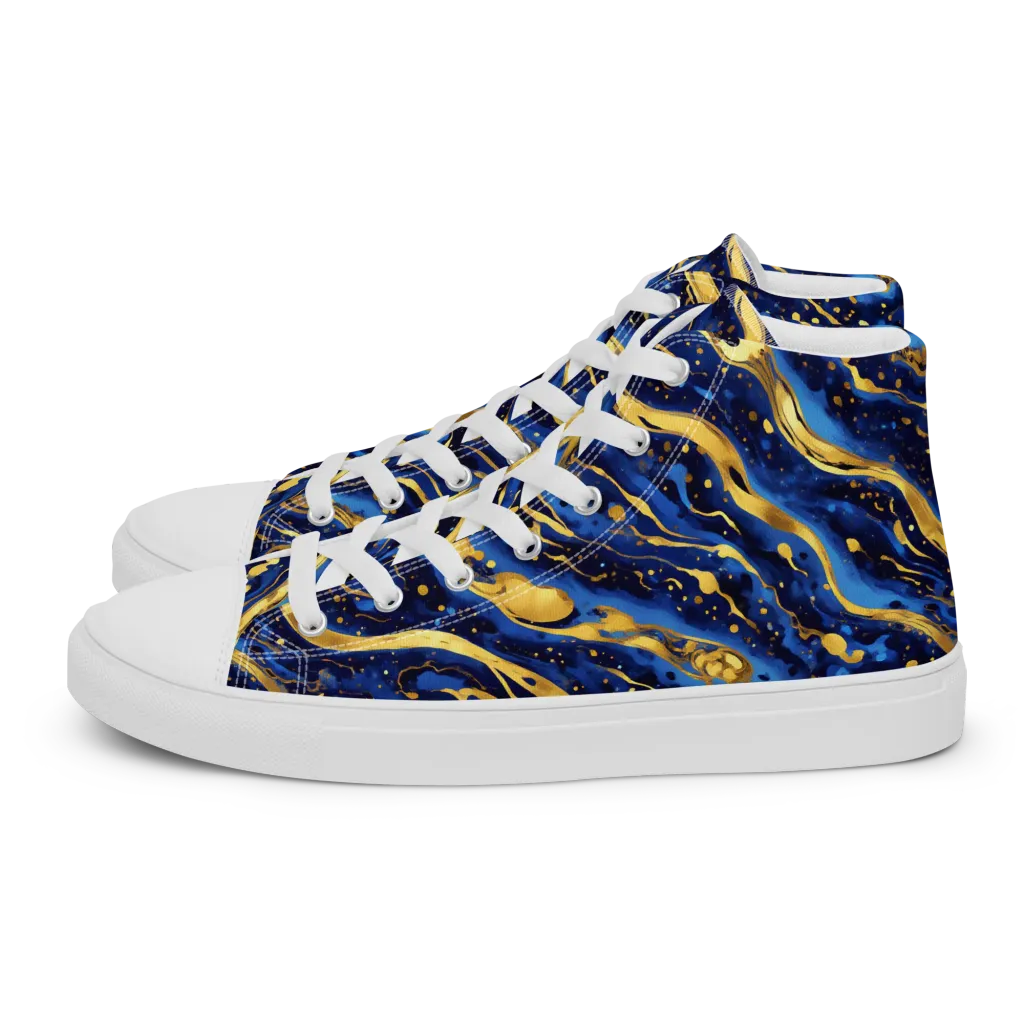 Gilded Tide on Men's High Top Canvas Shoes — Left