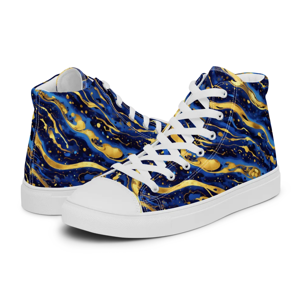 Gilded Tide on Men's High Top Canvas Shoes — Left