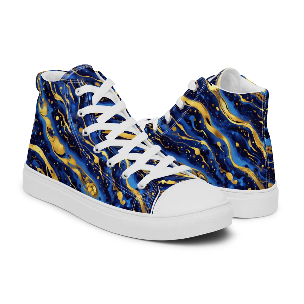 Gilded Tide on Men's High Top Canvas Shoes — Right