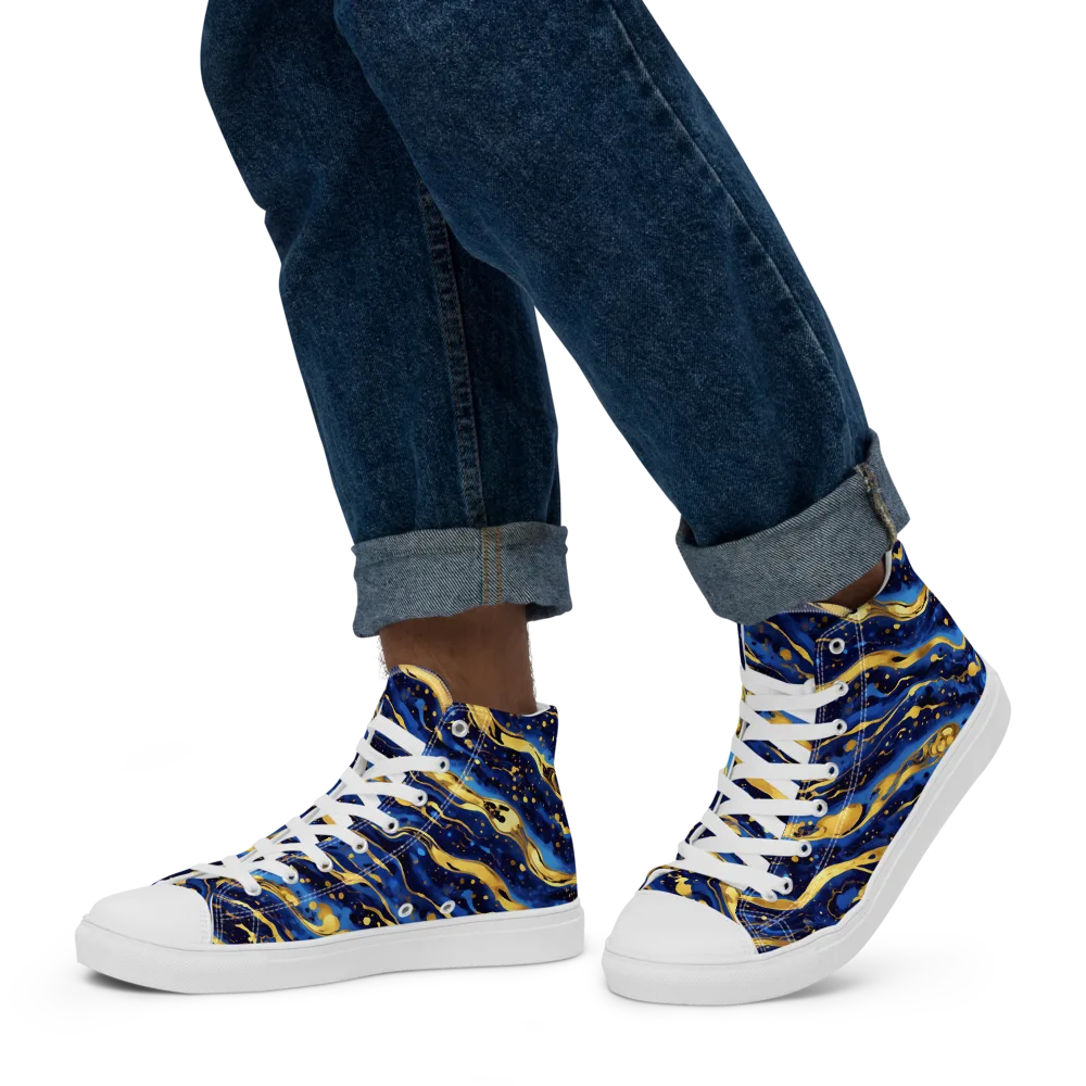 Gilded Tide on Men's High Top Canvas Shoes — Left