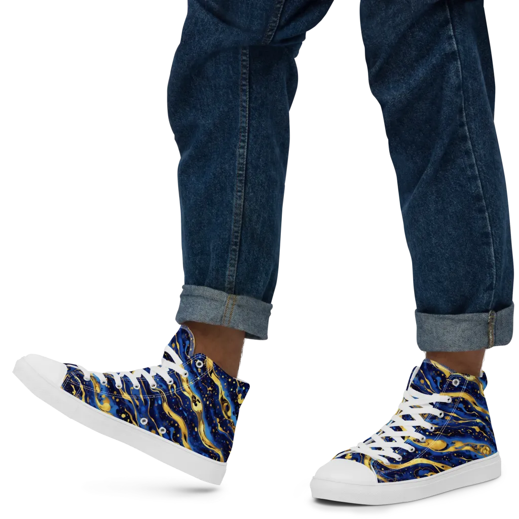 Gilded Tide on Men's High Top Canvas Shoes — Left