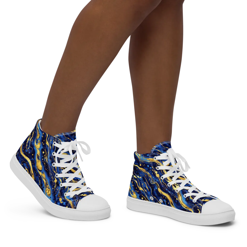 Gilded Tide on Women's High Top Canvas Shoes — Right
