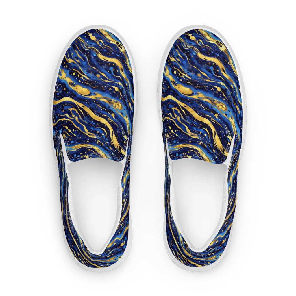 Gilded Tide on Men's Slip-On Canvas Shoes — Front