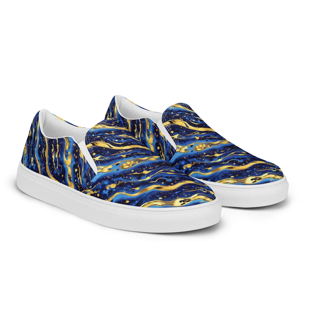Gilded Tide on Men's Slip-On Canvas Shoes — Right Front