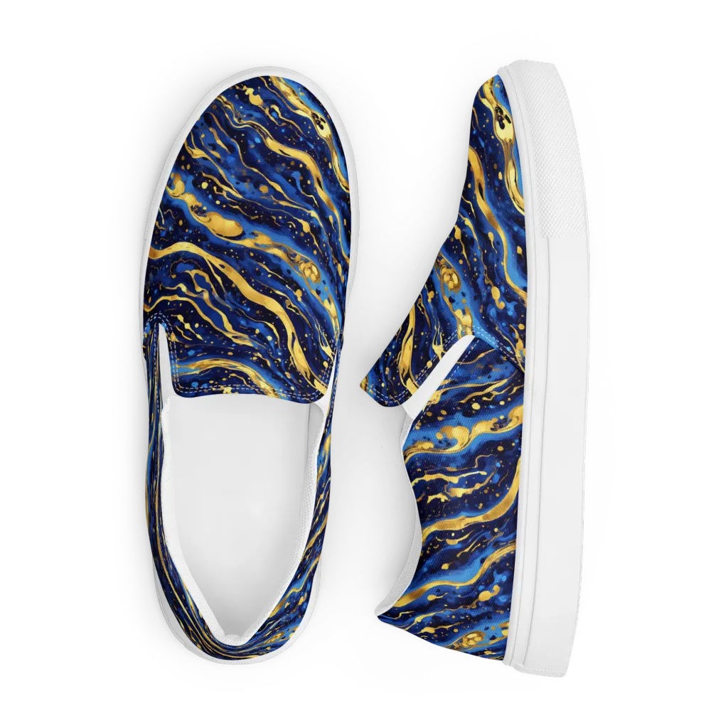 Gilded Tide on Men's Slip-On Canvas Shoes — Front