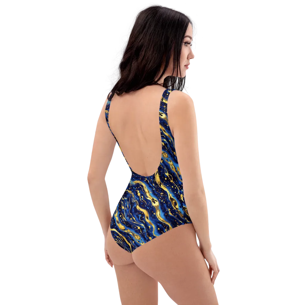 Gilded Tide on One-Piece Swimsuit — Right Back