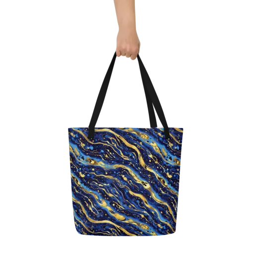 Gilded Tide on a Large Tote Bag W/ Pocket
