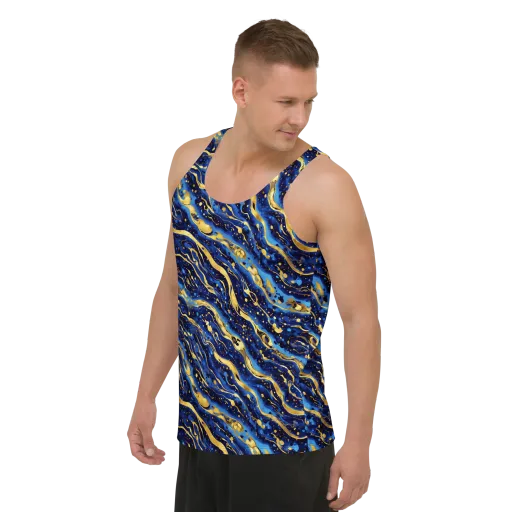 Gilded Tide on a Men's Tank Top