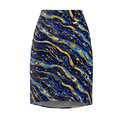 Gilded Tide on a Pencil Skirt