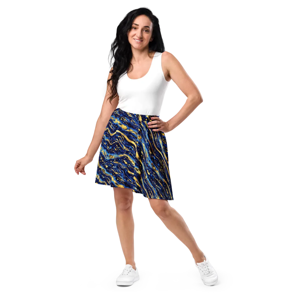 Gilded Tide on Skater Skirt — Front