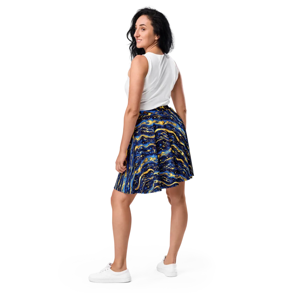 Gilded Tide on Skater Skirt — Back